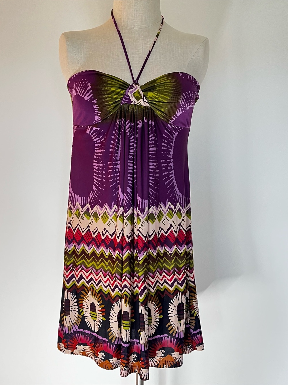 Y2K Rue21 Strapless Purple Halter colorful  Sundress
